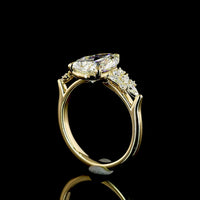14K Yellow Gold Pear Shape Lab Diamond Ring with Mixed Shape Accents - 3.36 Carat Total Diamond Weight, E VVS2 Center Stone - Covaloro Fine Jewelry