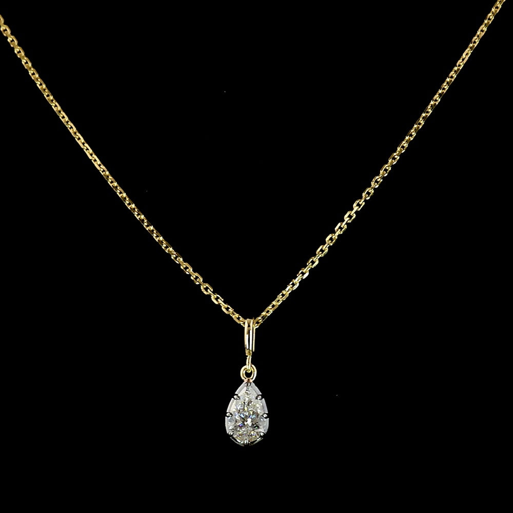 14K Yellow Gold Pear Shape Lab Diamond Solitaire Pendant with Black Rhodium Accents - 0.31 Carat Total Weight - Covaloro Fine Jewelry