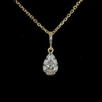 14K Yellow Gold Pear Shape Lab Diamond Solitaire Pendant with Black Rhodium Accents - 0.31 Carat Total Weight - Covaloro Fine Jewelry