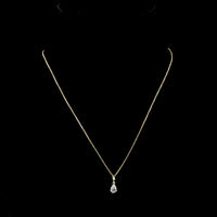 14K Yellow Gold Pear Shape Lab Diamond Solitaire Pendant with Black Rhodium Accents - 0.31 Carat Total Weight - Covaloro Fine Jewelry