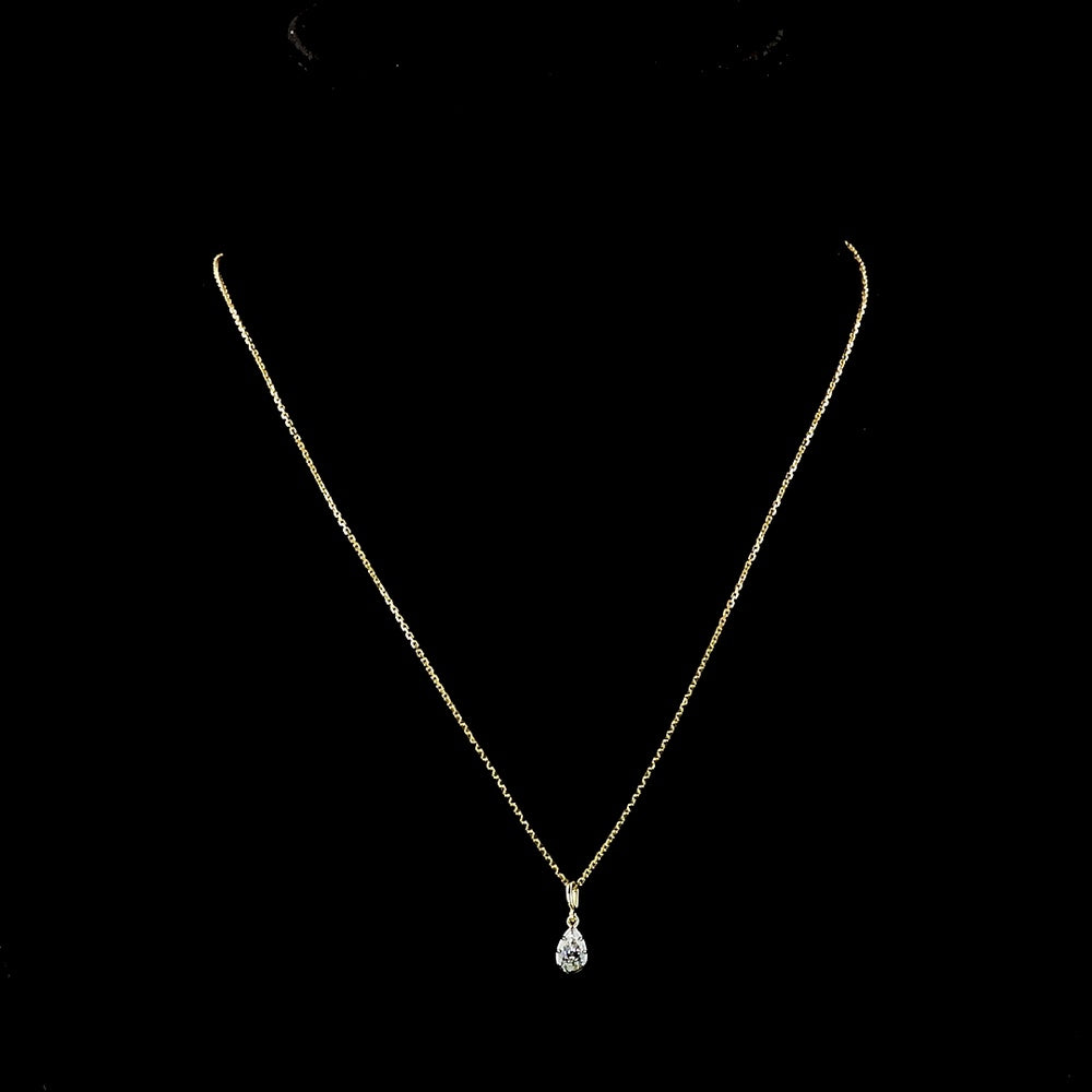 14K Yellow Gold Pear Shape Lab Diamond Solitaire Pendant with Black Rhodium Accents - 0.31 Carat Total Weight - Covaloro Fine Jewelry