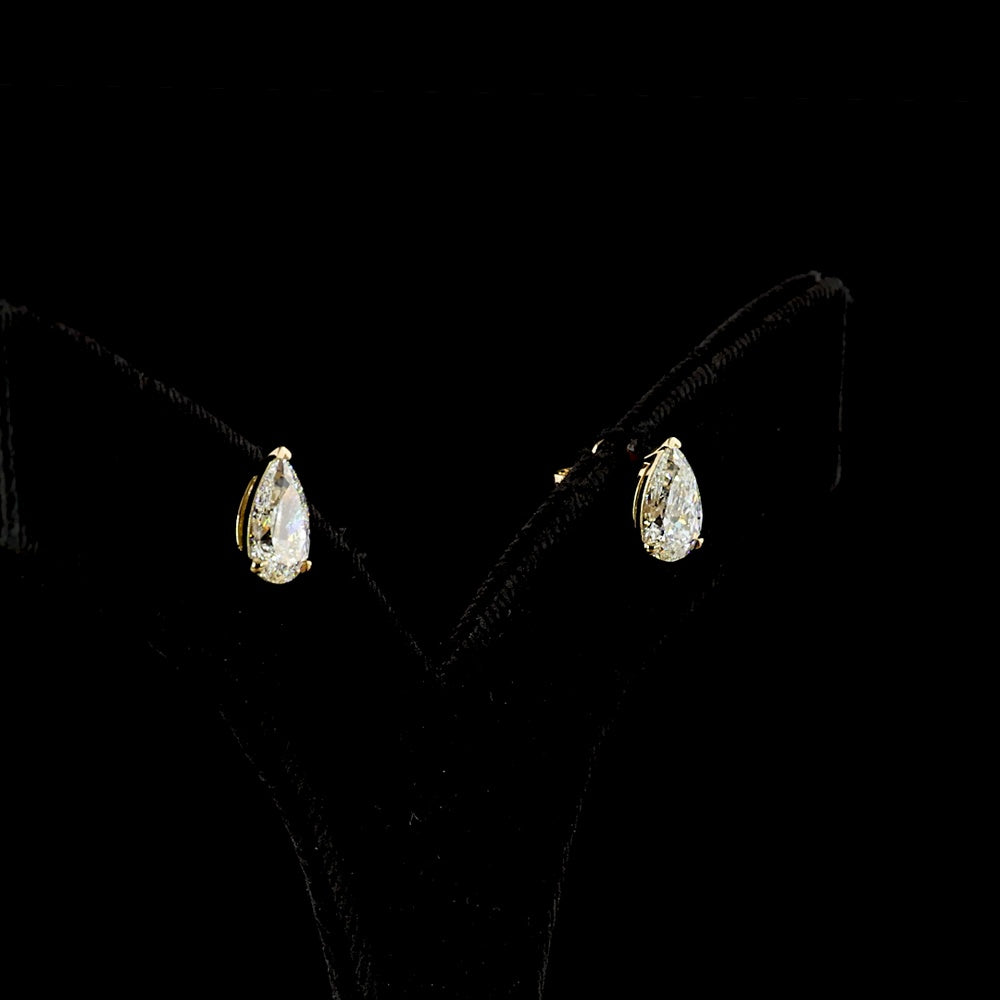 14K Yellow Gold Pear Shape Lab Diamond Stud Earrings - 2.47 Carats Total Diamond Weight (GIA Certified) - Covaloro Fine Jewelry