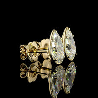 14K Yellow Gold Pear Shape Lab Diamond Stud Earrings - 3.02 Carat Total Weight, Bezel-Prong Setting, E-F VS1 Clarity - Covaloro Fine Jewelry
