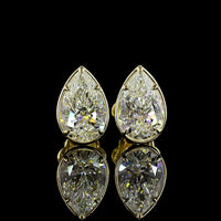 14K Yellow Gold Pear Shape Lab Diamond Stud Earrings - 3.02 Carat Total Weight, Bezel-Prong Setting, E-F VS1 Clarity - Covaloro Fine Jewelry
