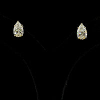 14K Yellow Gold Pear-Shape Lab Diamond Stud Earrings - 3.53 Total Carat Weight, E-F VVS2 IGI Certified - Covaloro Fine Jewelry