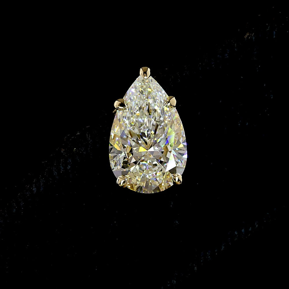 14K Yellow Gold Pear-Shape Lab Diamond Stud Earrings - 3.53 Total Carat Weight, E-F VVS2 IGI Certified - Covaloro Fine Jewelry
