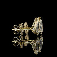 14K Yellow Gold Pear Shape Lab Diamond Stud Earrings with Bezel and Prong Setting - 2.03 Carat Total Weight - Covaloro Fine Jewelry
