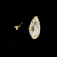 14K Yellow Gold Pear Shape Lab Diamond Stud Earrings with Bezel-Prong Settings - 5.00 Carat Total Weight, F VS1 Clarity - Covaloro Fine Jewelry