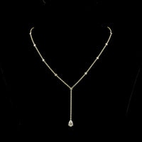 14K Yellow Gold Pear Shape Lariat Necklace with Bezel and Prong Set Lab Diamonds - 1.46 Carats Total Diamond Weight - Covaloro Fine Jewelry