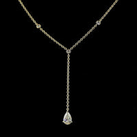 14K Yellow Gold Pear Shape Lariat Necklace with Bezel and Prong Set Lab Diamonds - 1.46 Carats Total Diamond Weight - Covaloro Fine Jewelry