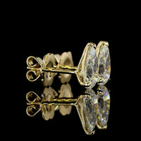 14K Yellow Gold Pear-Shape Martini Diamond Stud Earrings - 2.03 Total Carat Weight Lab-Grown Diamonds (E-F Color, VS1 Clarity) - Covaloro Fine Jewelry