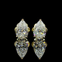 14K Yellow Gold Pear-Shape Martini Diamond Stud Earrings - 2.03 Total Carat Weight Lab-Grown Diamonds (E-F Color, VS1 Clarity) - Covaloro Fine Jewelry