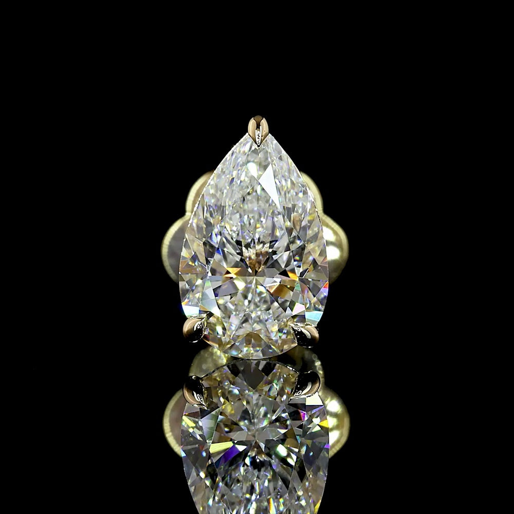 14K Yellow Gold Pear-Shape Martini Diamond Stud Earrings - 2.03 Total Carat Weight Lab-Grown Diamonds (E-F Color, VS1 Clarity) - Covaloro Fine Jewelry