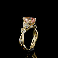 14K Yellow Gold Pear Shape Ring with 2.54 Carat Fancy Vivid Pink Lab Diamond and Marquise Cut White Diamond Accents - 3.12 Total Carat Weight - Covaloro Fine Jewelry