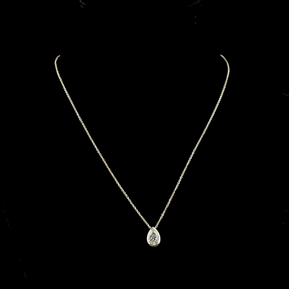 14K Yellow Gold Pear Shape Solitaire Pendant with Bezel Set Lab Diamond - 1.55 Carat Total Diamond Weight - Covaloro Fine Jewelry
