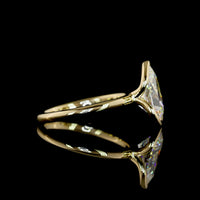 14K Yellow Gold Pear Shape Solitaire Ring with Half Bezel Set Lab Diamond E-F VS1 - 2.23 Carat Total Diamond Weight - Covaloro Fine Jewelry
