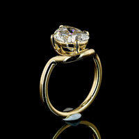 14K Yellow Gold Pear Shape Special Ring with Inclined Prong Set Lab Diamond - 4.14 Carat Total Weight E-F VVS2 IGI Certified - Covaloro Fine Jewelry