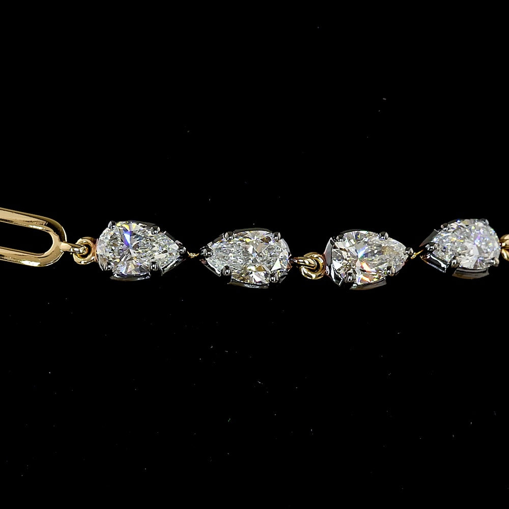 14K Yellow Gold Pear Shape Station Bracelet with East-West Set Lab Diamonds - 3.07 Carats Total Diamond Weight - Covaloro Fine Jewelry