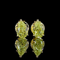 14K Yellow Gold Pear Shape Stud Earrings with Fancy Vivid Yellow Lab Grown Diamonds - 1.15 Carat Total Weight, VS2 Clarity - Covaloro Fine Jewelry