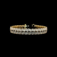 14K Yellow Gold Pear Shape Tennis Bracelet with North-South Prong Set Lab Diamonds - 7.69 Carat Total Weight - Covaloro Fine Jewelry