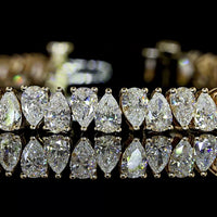 14K Yellow Gold Pear Shape Tennis Bracelet with North-South Prong Set Lab Diamonds - 7.69 Carat Total Weight - Covaloro Fine Jewelry