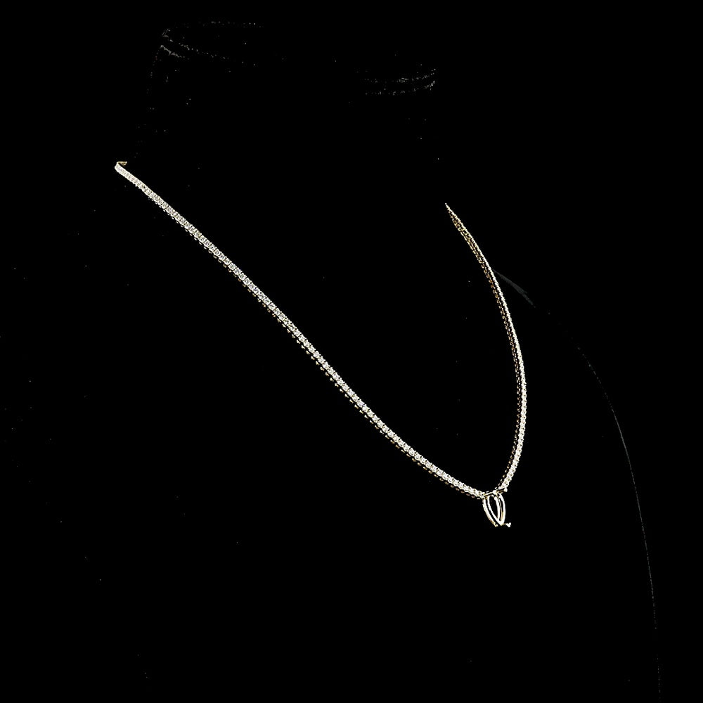 14K Yellow Gold Pear Shape Tennis Necklace with 1.50 Carats D VVS1 Center Lab Diamond and 208 Brilliant Cut Lab Diamonds - 5.87 Total Carat Weight - Covaloro Fine Jewelry