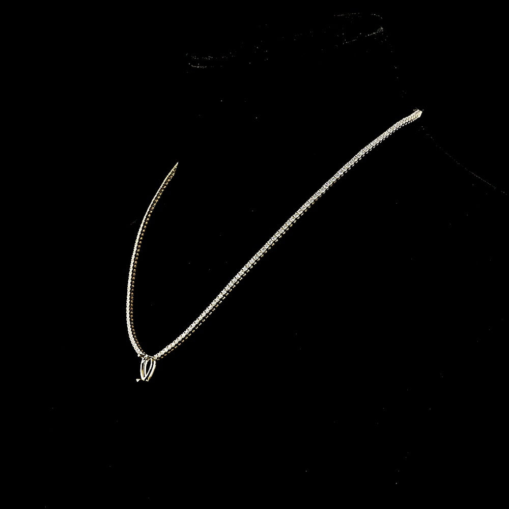 14K Yellow Gold Pear Shape Tennis Necklace with 1.50 Carats D VVS1 Center Lab Diamond and 208 Brilliant Cut Lab Diamonds - 5.87 Total Carat Weight - Covaloro Fine Jewelry