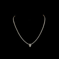 14K Yellow Gold Pear Shape Tennis Necklace with 1.51 Carats Pear Cut Center and 197 Brilliant Cut Lab Diamonds - 6.28 Carats Total Diamond Weight - Covaloro Fine Jewelry