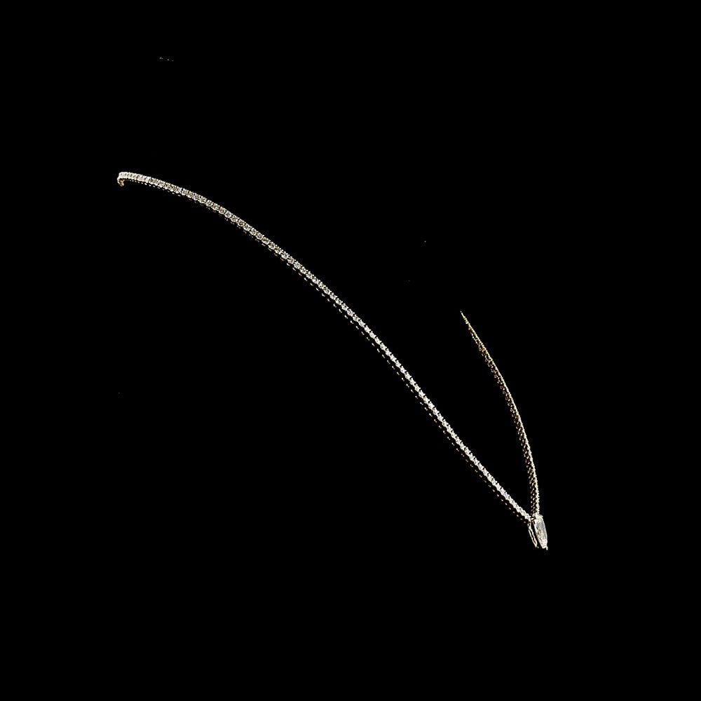 14K Yellow Gold Pear Shape Tennis Necklace with 1.51 Carats Pear Cut Center and 197 Brilliant Cut Lab Diamonds - 6.28 Carats Total Diamond Weight - Covaloro Fine Jewelry