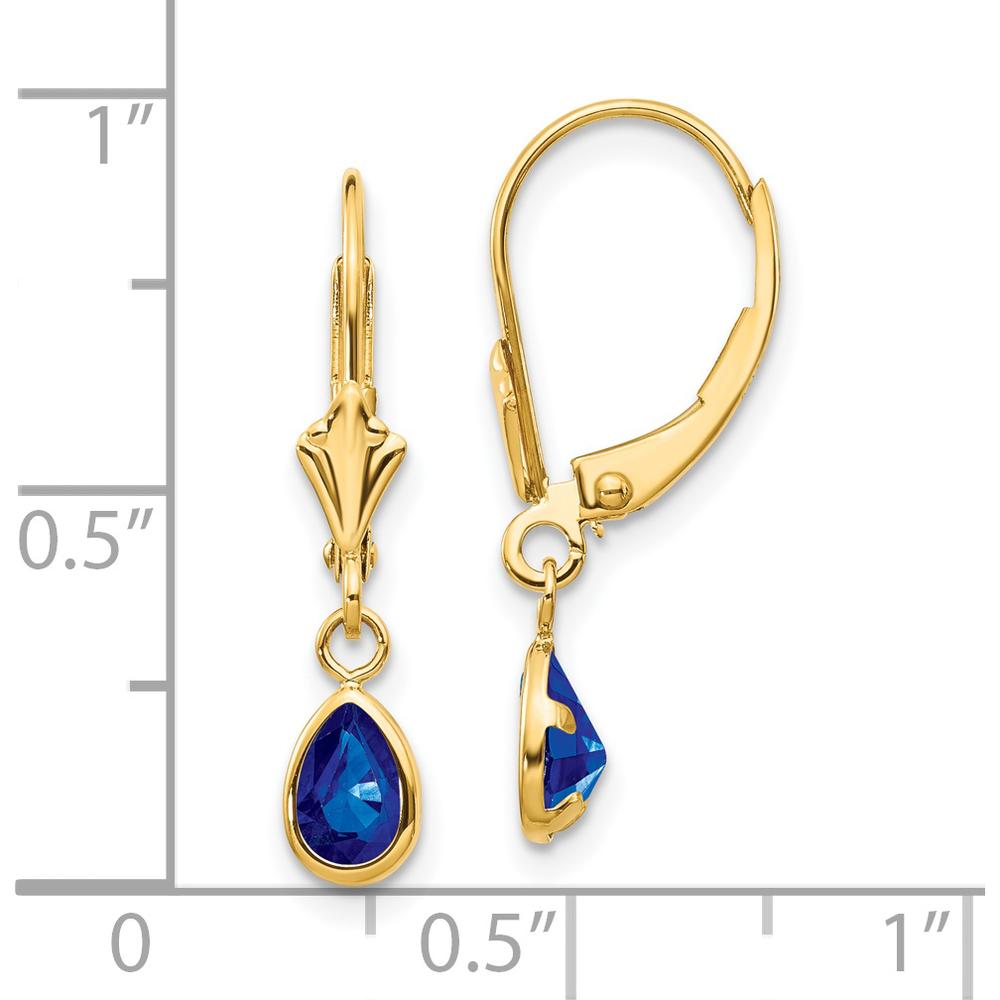 14K Yellow Gold Pear-Shaped Blue Sapphire Leverback Drop Earrings - 0.58 Carat Total Sapphire Weight by Oro Pregiato