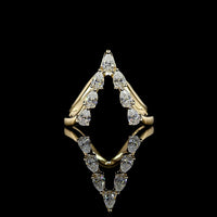 14K Yellow Gold Pear-Shaped Chevron Ring with 7 Prong-Set Lab Diamonds - 0.73 Carat Total Weight, E-F Color VS1 Clarity - Covaloro Fine Jewelry
