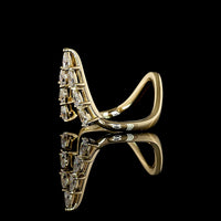 14K Yellow Gold Pear-Shaped Chevron Ring with 7 Prong-Set Lab Diamonds - 0.73 Carat Total Weight, E-F Color VS1 Clarity - Covaloro Fine Jewelry