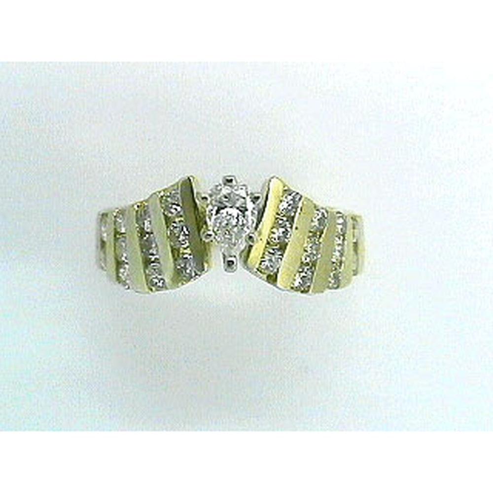 14K Yellow Gold Pear-Shaped Diamond Engagement Ring with Round Accent Diamonds - 1.29 Carat Total Diamond Weight - Royal Jewelry