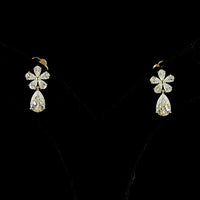 14K Yellow Gold Pear-Shaped Diamond Hanging Earrings with Floral Motif and Teardrop Drop Stone - 1.91 Carat Total Diamond Weight (Lab Diamonds) - Covaloro Fine Jewelry