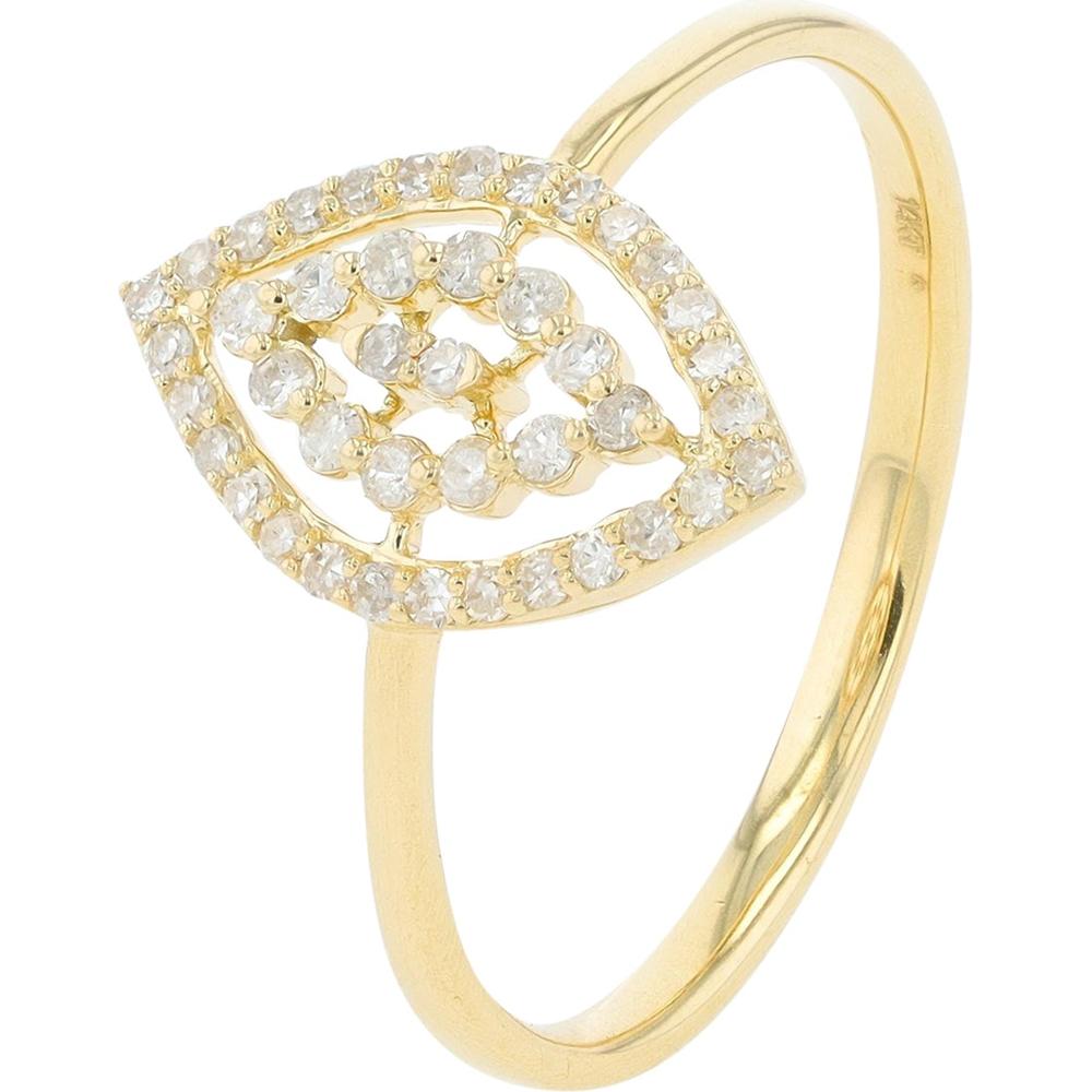 14K Yellow Gold Pear-Shaped Diamond Ring with Openwork Design - 0.20 Carats Total Diamond Weight