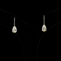 14K Yellow Gold Pear-Shaped Drop Earrings with 2.01 Carat Total Weight Lab-Grown Diamonds - E-F VS1 Prong Set Hanging Design - Covaloro Fine Jewelry