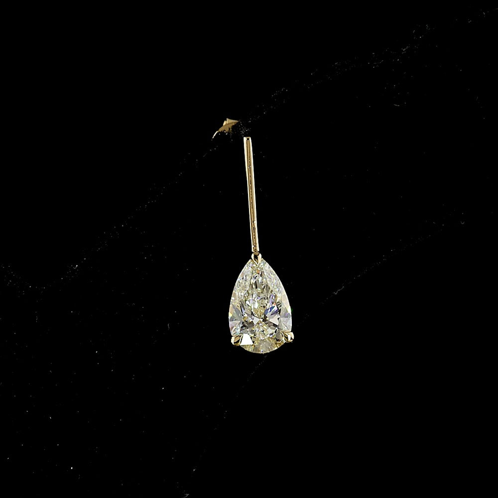 14K Yellow Gold Pear-Shaped Drop Earrings with 2.01 Carat Total Weight Lab-Grown Diamonds - E-F VS1 Prong Set Hanging Design - Covaloro Fine Jewelry