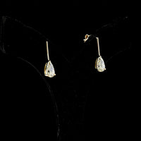 14K Yellow Gold Pear-Shaped Drop Earrings with 2.01 Carat Total Weight Lab-Grown Diamonds - E-F VS1 Prong Set Hanging Design - Covaloro Fine Jewelry