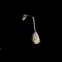 14K Yellow Gold Pear-Shaped Drop Earrings with 2.01 Carat Total Weight Lab-Grown Diamonds - E-F VS1 Prong Set Hanging Design - Covaloro Fine Jewelry