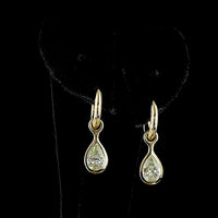 14K Yellow Gold Pear Shaped Drop Earrings with Bezel Set Lab Diamonds - 2.01 Carat Total Weight (E-F Color, VS1 Clarity) - Covaloro Fine Jewelry