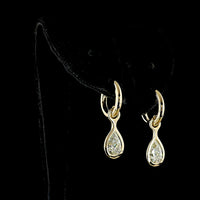 14K Yellow Gold Pear Shaped Drop Earrings with Bezel Set Lab Diamonds - 2.01 Carat Total Weight (E-F Color, VS1 Clarity) - Covaloro Fine Jewelry