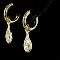 14K Yellow Gold Pear Shaped Drop Earrings with Bezel Set Lab Diamonds - 2.01 Carat Total Weight (E-F Color, VS1 Clarity) - Covaloro Fine Jewelry