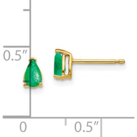 14K Yellow Gold Pear-Shaped Emerald Stud Earrings - 0.2 Carat Total Emerald Weight by Monteluci Fine Jewelry