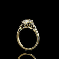 14K Yellow Gold Pear Shaped Engagement Ring with 2.51 Carat F VVS2 Lab Diamond Center and Marquise & Round Side Stones - 2.75 Total Carat Weight - Covaloro Fine Jewelry