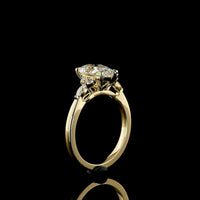 14K Yellow Gold Pear Shaped Engagement Ring with 2.51 Carat F VVS2 Lab Diamond Center and Marquise & Round Side Stones - 2.75 Total Carat Weight - Covaloro Fine Jewelry