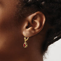 14K Yellow Gold Pear Shaped Garnet Leverback Earrings - 1.00 Carat Total Garnet Weight by Monteluci Fine Jewelry