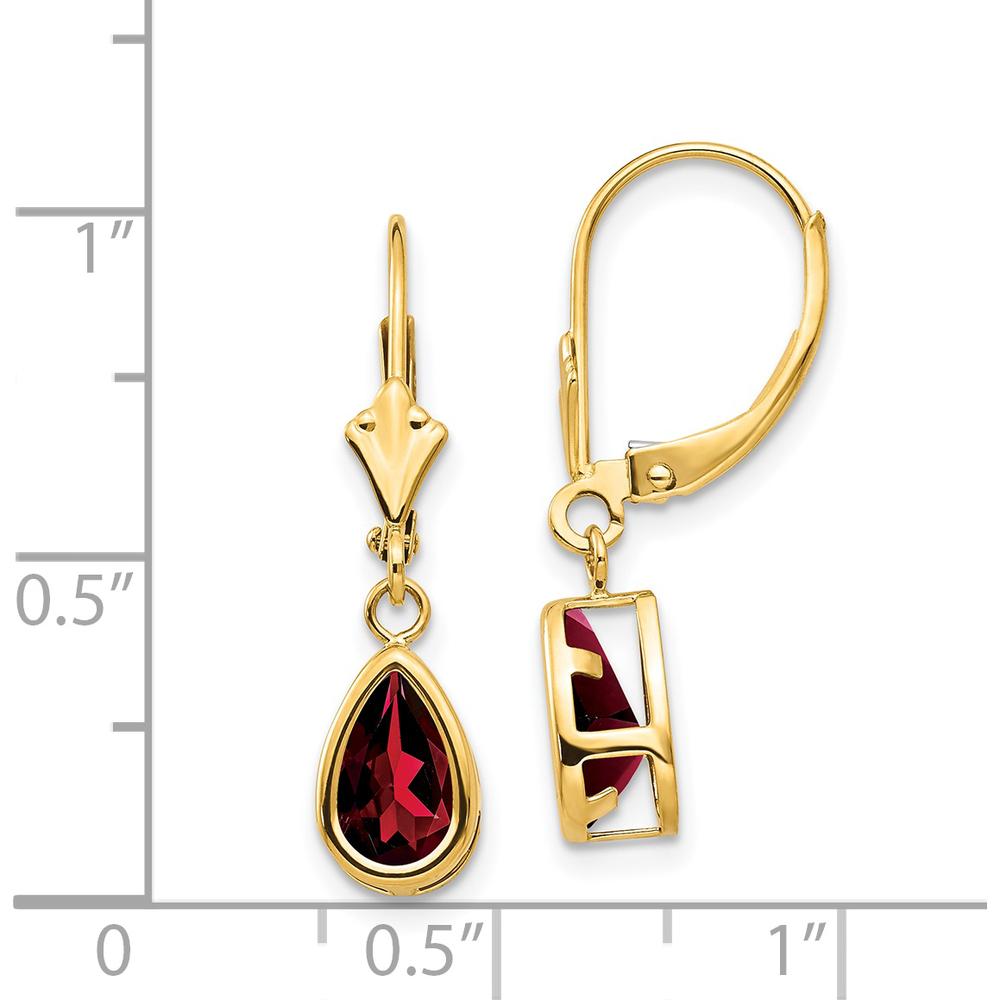 14K Yellow Gold Pear Shaped Garnet Leverback Earrings - 1.00 Carat Total Garnet Weight by Monteluci Fine Jewelry