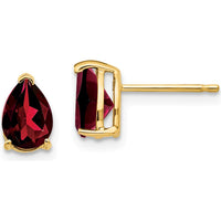 14K Yellow Gold Pear-Shaped Garnet Stud Earrings - 0.85 Carat Total Garnet Weight by Monteluci Fine Jewelry