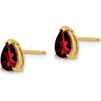 14K Yellow Gold Pear-Shaped Garnet Stud Earrings - 0.85 Carat Total Garnet Weight by Monteluci Fine Jewelry
