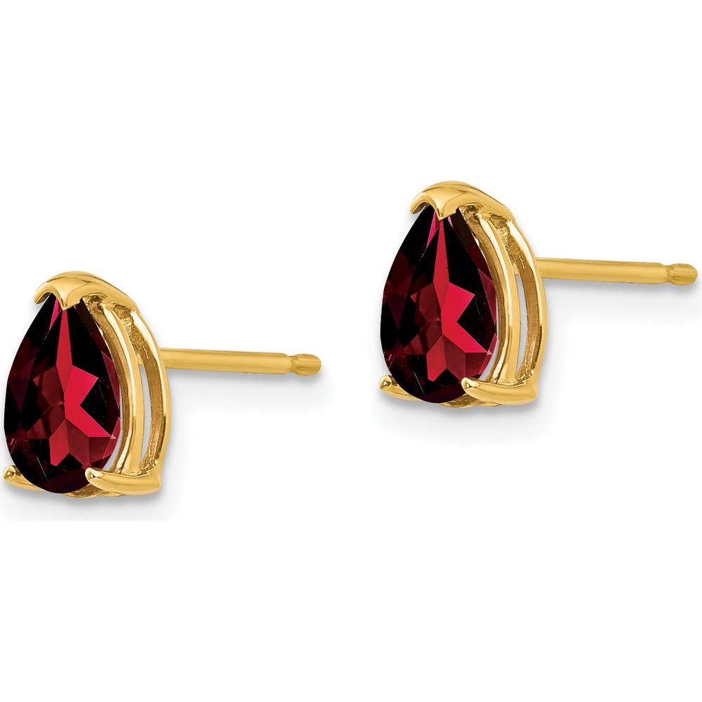 14K Yellow Gold Pear-Shaped Garnet Stud Earrings - 0.85 Carat Total Garnet Weight by Monteluci Fine Jewelry